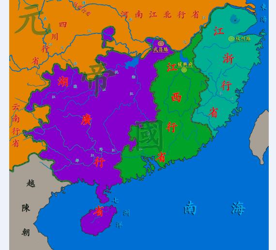 元朝帝国华南地区地舆图 复古怀旧古代老旧电子图片高清背景素材