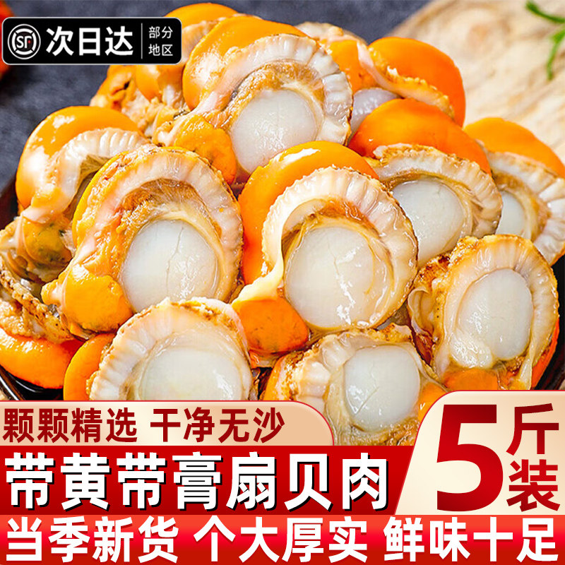 速冻特大带黄带膏扇贝肉