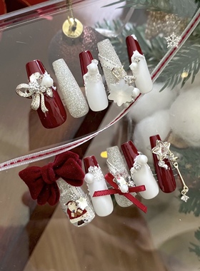 正品LZ高定美甲饰品红色圣诞新款圣诞礼盒平安果礼结金属饰品钻