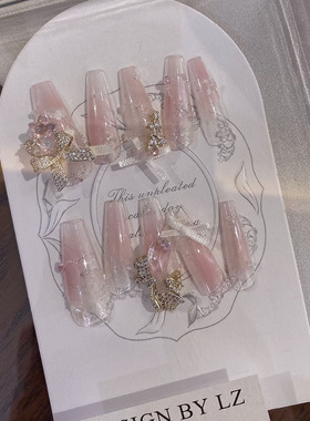 正品LZ高定美甲饰品氧气甜心钻框少女蝴蝶结钻锆石饰品可爱钻坠