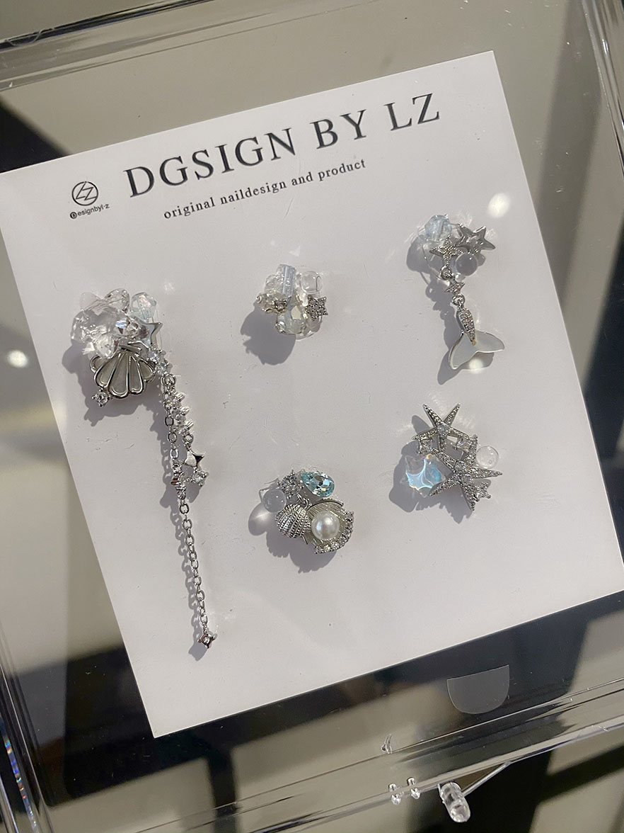 正品LZ高定美甲饰品夏日海洋系列海星海贝钻人鱼流苏吊坠组装套盒