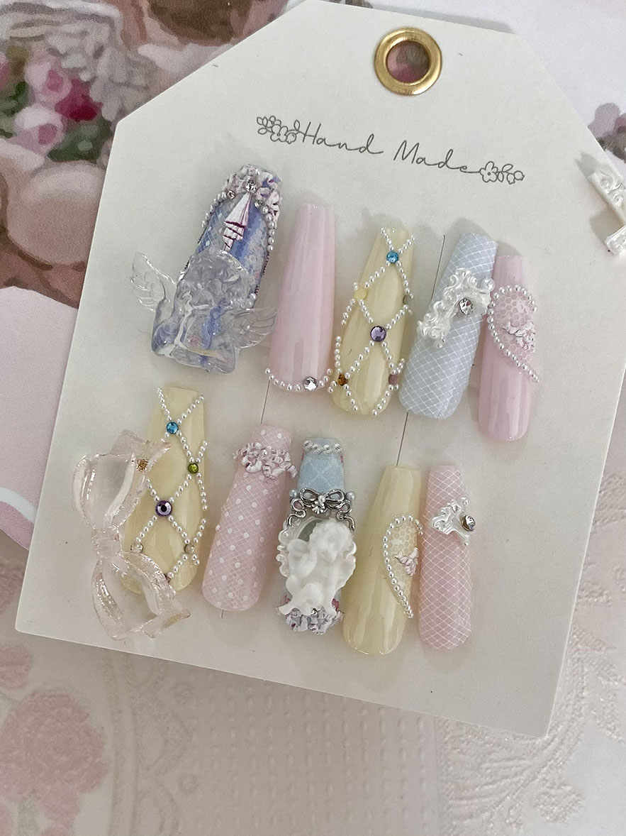 正品LZ高定美甲饰品洛可可宫廷系列田园油画巴洛克天使珍珠金属