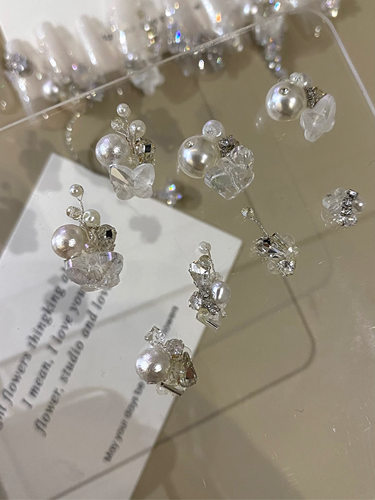 正品LZ高定美甲饰品限定手工水晶珠绣晶钻珍珠婚系奢华手工拼钻