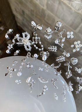 正品LZ高定美甲饰品珍珠镶嵌金属饰品集温柔婚系珍珠饰品吊坠搭配