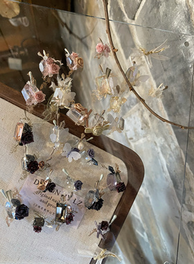 正品LZ高定美甲饰品2025新年紫红独家侘寂风草木染系手工组钻晶钻