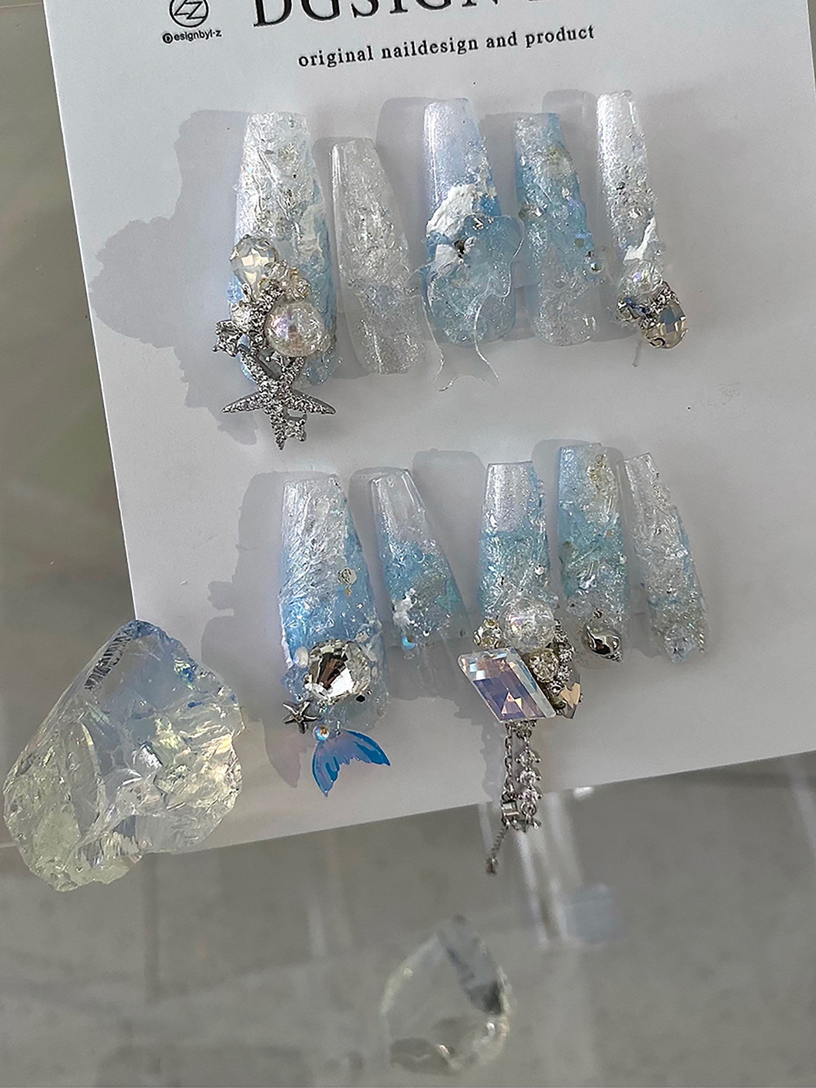 正品LZ高定美甲饰品水光人鱼海洋系列海星海贝拼钻金属饰品搭配
