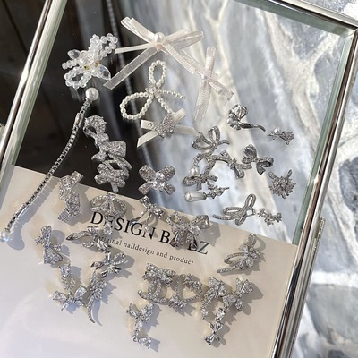 lz高定花蜜银色戒指玫瑰美甲饰品