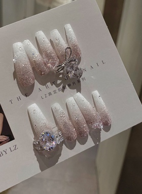 正品LZ高定美甲饰品落入星河婚糖渍玫瑰蝴蝶结框半环戒托钻金属