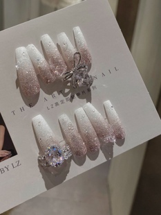 正品LZ高定美甲饰品落入星河婚糖渍玫瑰蝴蝶结框半环戒托钻金属