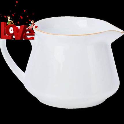 定制白瓷功夫茶具配件分茶器陶瓷公道杯带手柄大号单个茶道倒茶杯