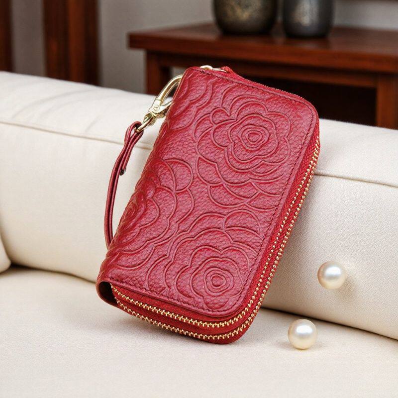 真皮钥匙扣零钱包一体迷你收纳小包拉链多功能新款头层牛皮高级感