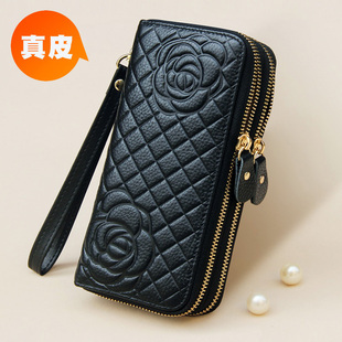 真皮手拿包女可放手机大容量手抓包双层拉链气质简约便携收纳小包