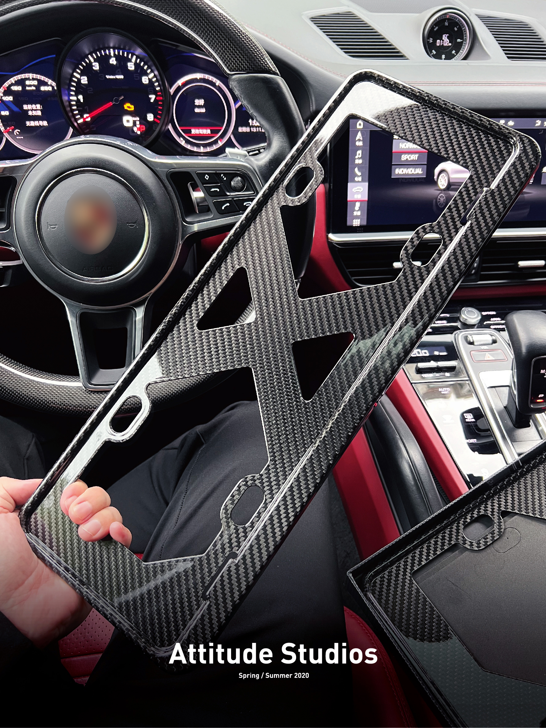 AS適用保時捷真碳纖維前后牌照框