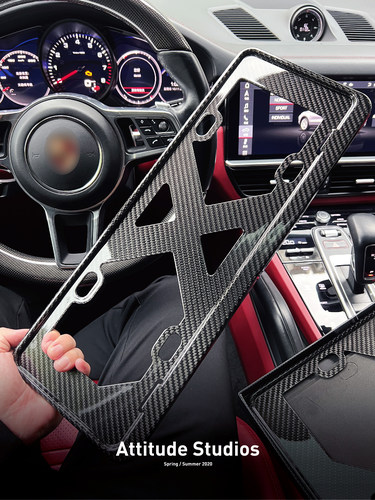 AS适用保时捷真碳纤维前后牌照框