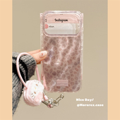 MoreRex 日韩ins高级感温柔粉色豹纹适用苹果17手机壳iphone16promax新款 15pro带挂绳14防摔保护套13双层17女