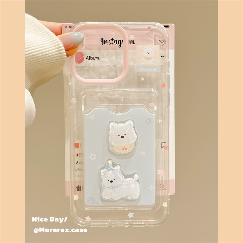 MoreRex立体可爱西高地狗狗卡包适用苹果15手机壳iphone16promax新款14创意13防摔保护套16pro透明女款超好看