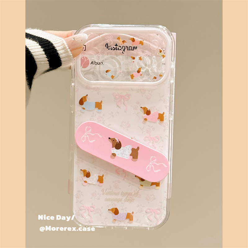 MoreRex粉色碎花蝴蝶结腊肠狗创口贴支架适用苹果17手机壳iphone16promax新款17pro双层14防摔保护套13少女15,3C数码配件,手机保护套/壳,淘宝优惠券,粉丝福利购,淘宝优惠卷