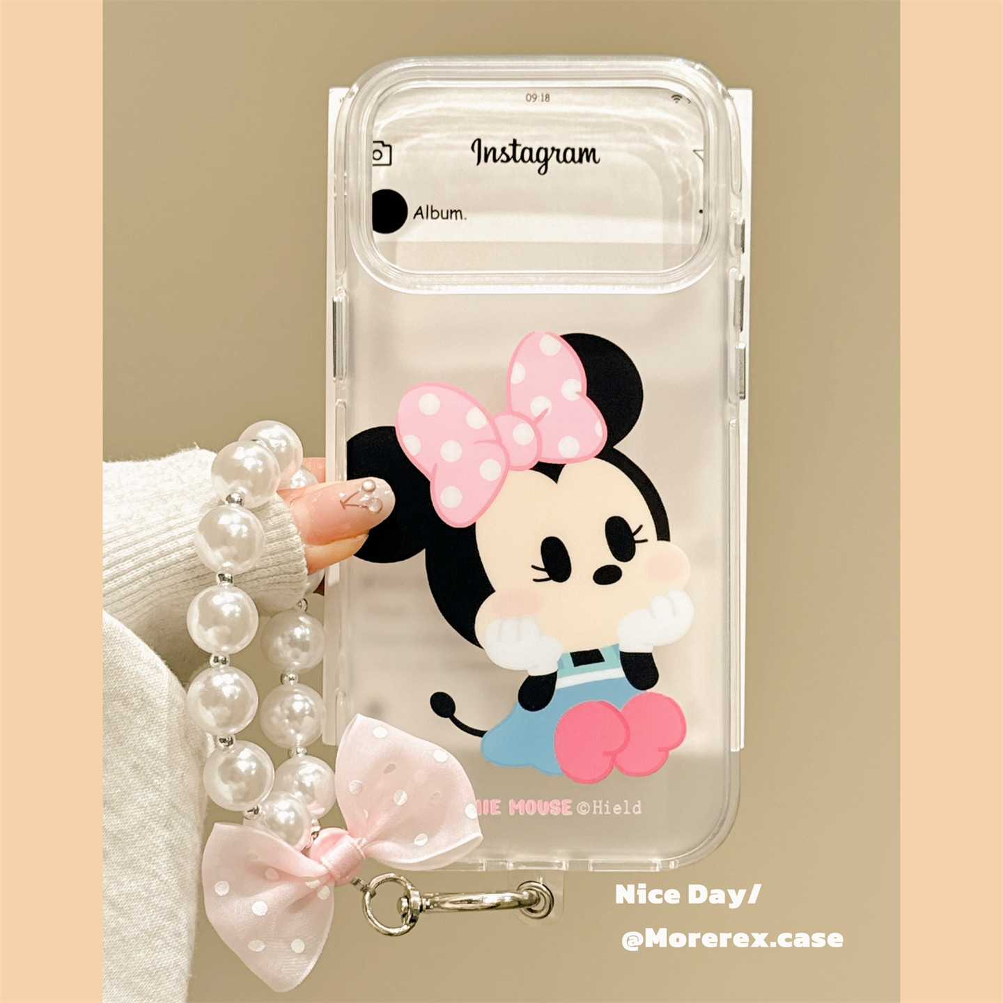 MoreRex 童年Q版米奇米妮带链条适用苹果18手机壳磨砂iphone17promax新款18pro全包15防摔保护套14情侣16卡通