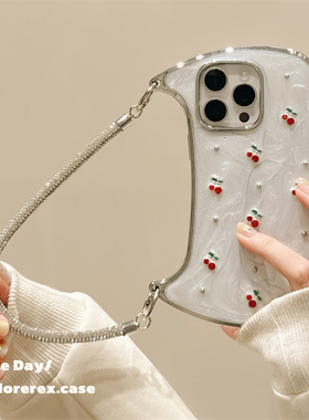 MoreRex 滴胶立体樱桃手提包适用苹果15手机壳iphone17promax新款14手拎挂绳13防摔保护套16pro女款ins超好看