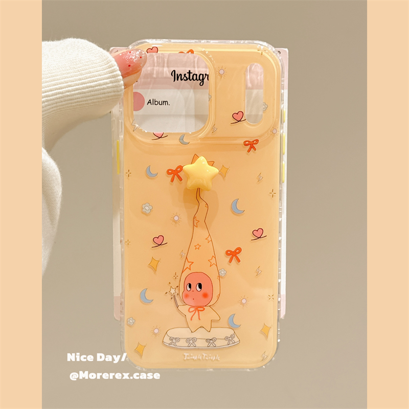 MoreRex 立体尖帽旋转星星小人卡通适用苹果17手机壳iphone16promax新款15pro双层14防摔保护套13超火17女款