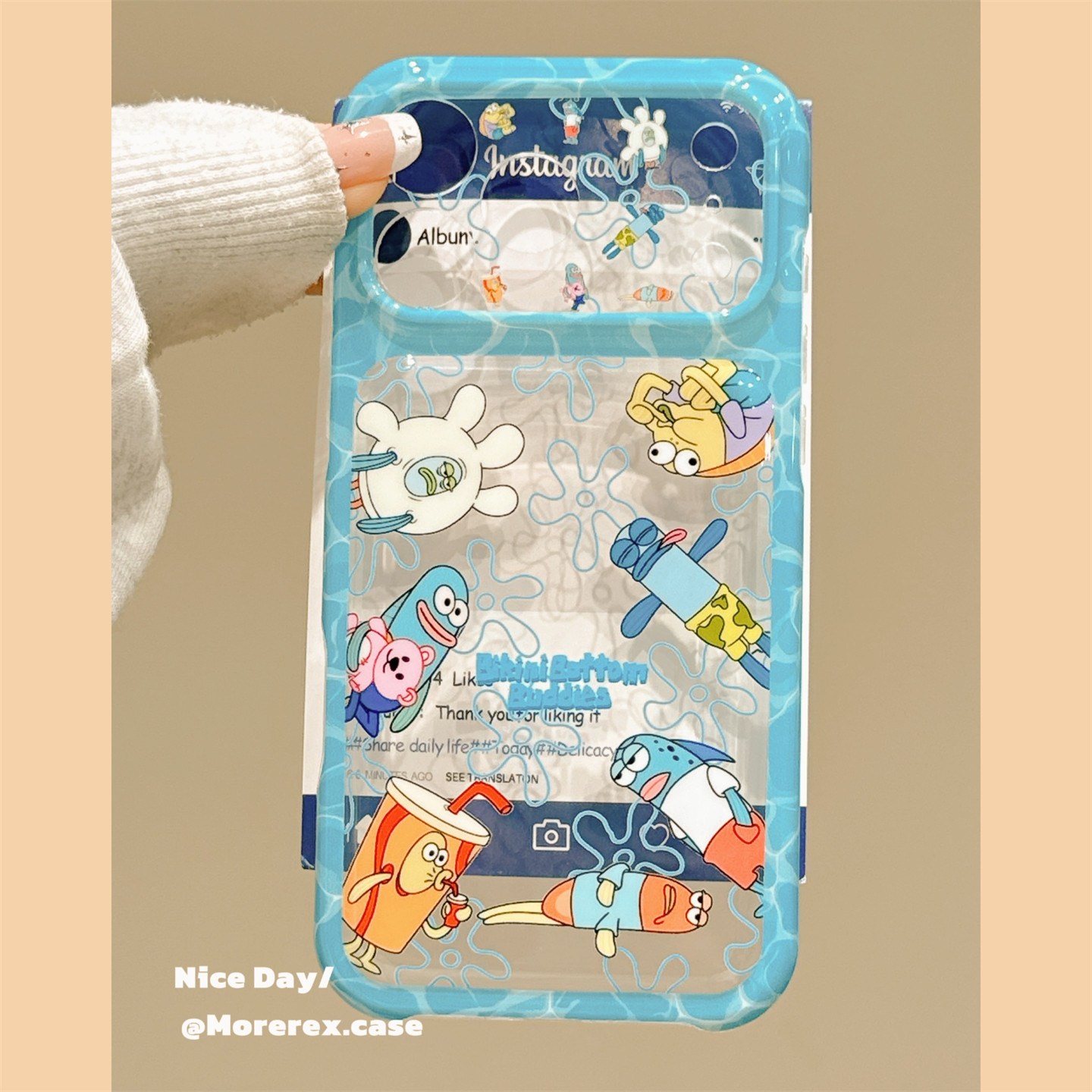 MoreRex卡通动漫比奇堡路人鱼围边适用苹果18手机壳iphone17promax新款18pro透明15全包防摔保护套14女16超火