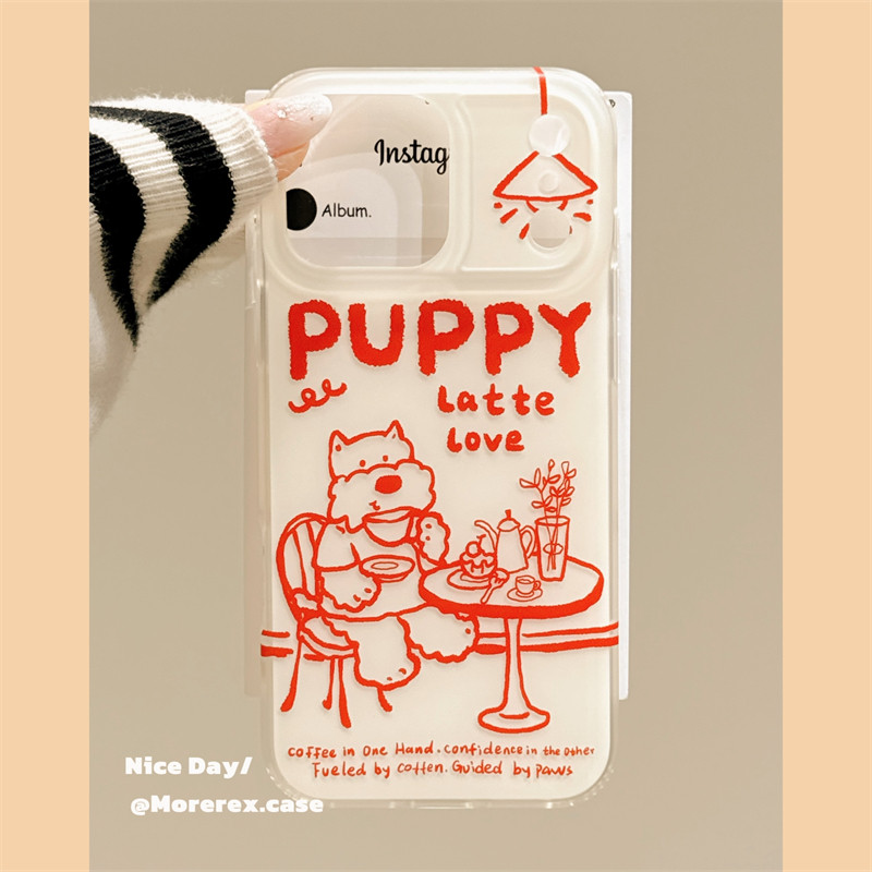 MoreRex ins风可爱下午茶线条小狗插画适用苹果17手机壳iphone16promax新款17pro双层14防摔保护套13创意15女,3C数码配件,手机保护套/壳,淘宝优惠券,粉丝福利购,淘宝优惠卷