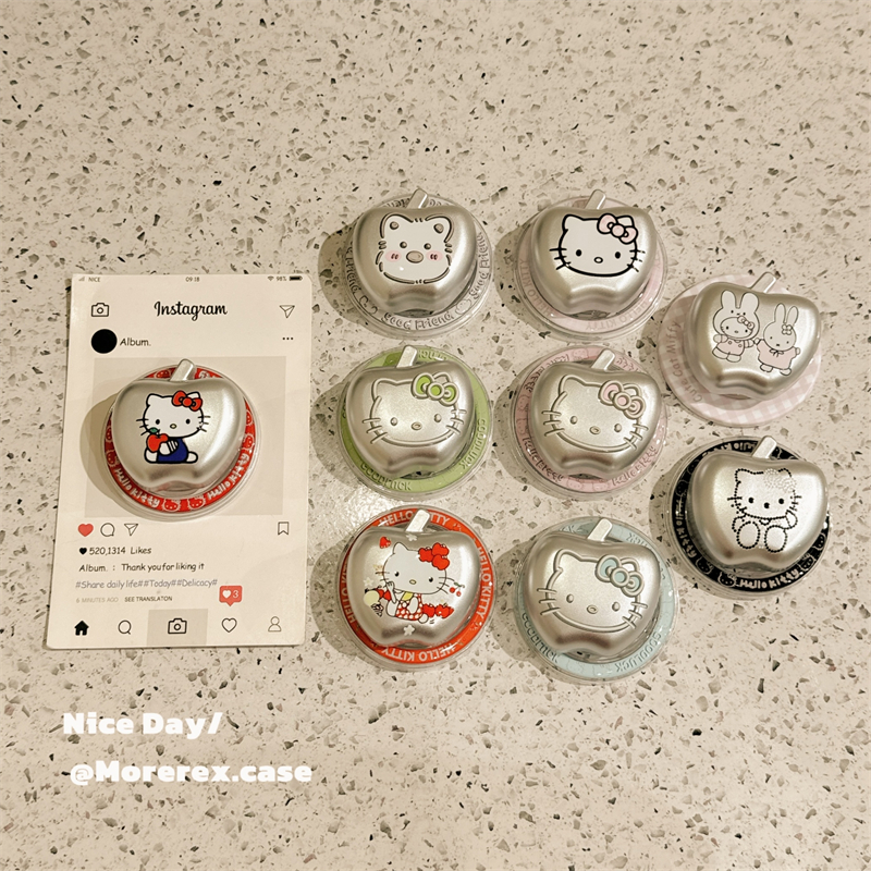 ins日韩电镀磨砂银HelloKitty磁吸支架新款手机MagSafe强力吸附式便携不易掉伸缩式气囊支架适用苹果华为小米