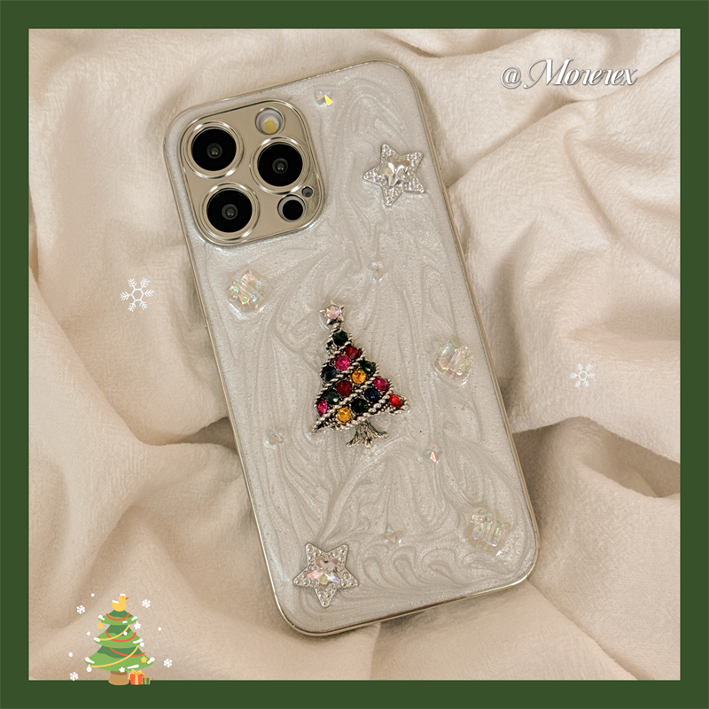 韩系ins立体圣诞树星星适用苹果17手机壳冷淡风iPhone13promax女15pro简约16promax新款12防摔14pro高级硬壳