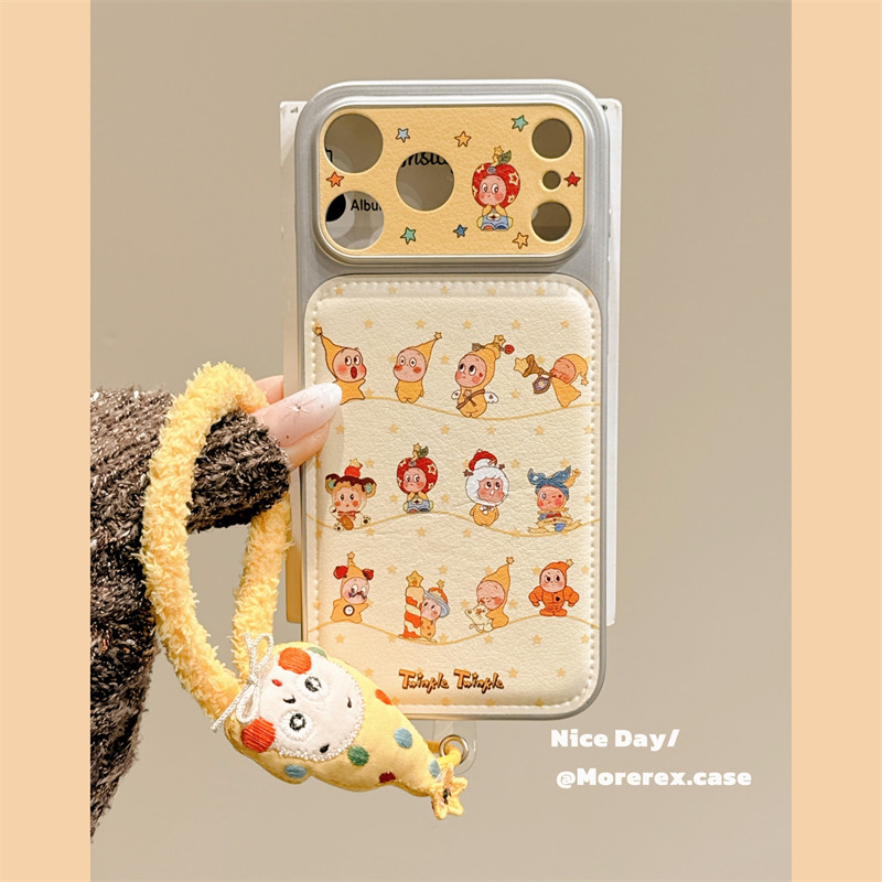 MoreRex米黄可爱卡通星星小人适用苹果17手机壳iphone16promax新款15pro绒挂绳14防摔保护套13仿皮17超火女款