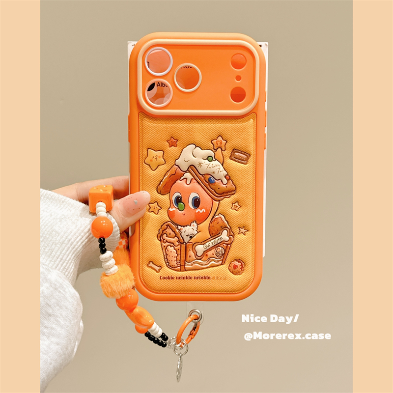 MoreRex可爱橙底印压卡通星星小人适用苹果17手机壳iphone16promax新款15pro带挂绳14防摔保护套13超火17女款