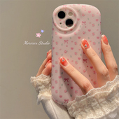 粉色花朵蝴蝶结适用iphone15promax手机壳少女心苹果14高级感新款 16pro韩系12防摔11全包软 13promax硅胶女款