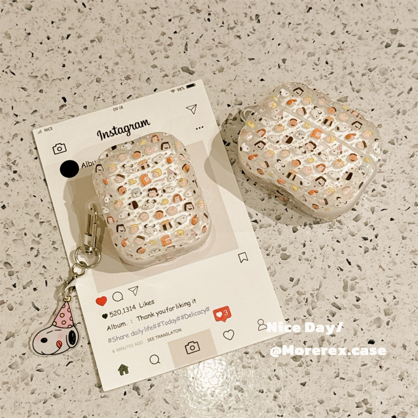 MoreRex 趣味史努比全家福带挂坠适用苹果AirPods4保护壳airpods1/2/3蓝牙无线耳机套airpodspro二三四代新款