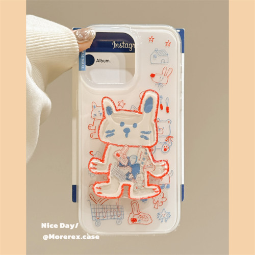 MoreRex可爱涂鸦小动物猫咪摇摇乐支架适用苹果17手机壳iphone16promax新款15二合一14防摔保护套13女款17pro