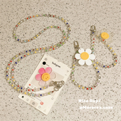 ins韩风手机链超火太阳花吊坠挂饰斜挎可背彩色串珠挂链背包背带链条防丢包包链子挂绳网红女高端挂件壳垫片