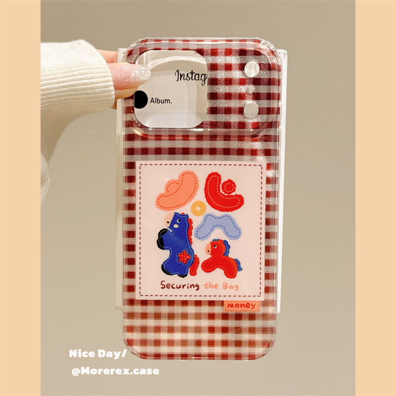 MoreRex新年款创意格纹小马文字适用苹果17手机壳iphone16promax新款15pro双层14防摔保护套13喜庆17全包女款,3C数码配件,手机保护套/壳,淘宝优惠券,粉丝福利购,淘宝优惠卷