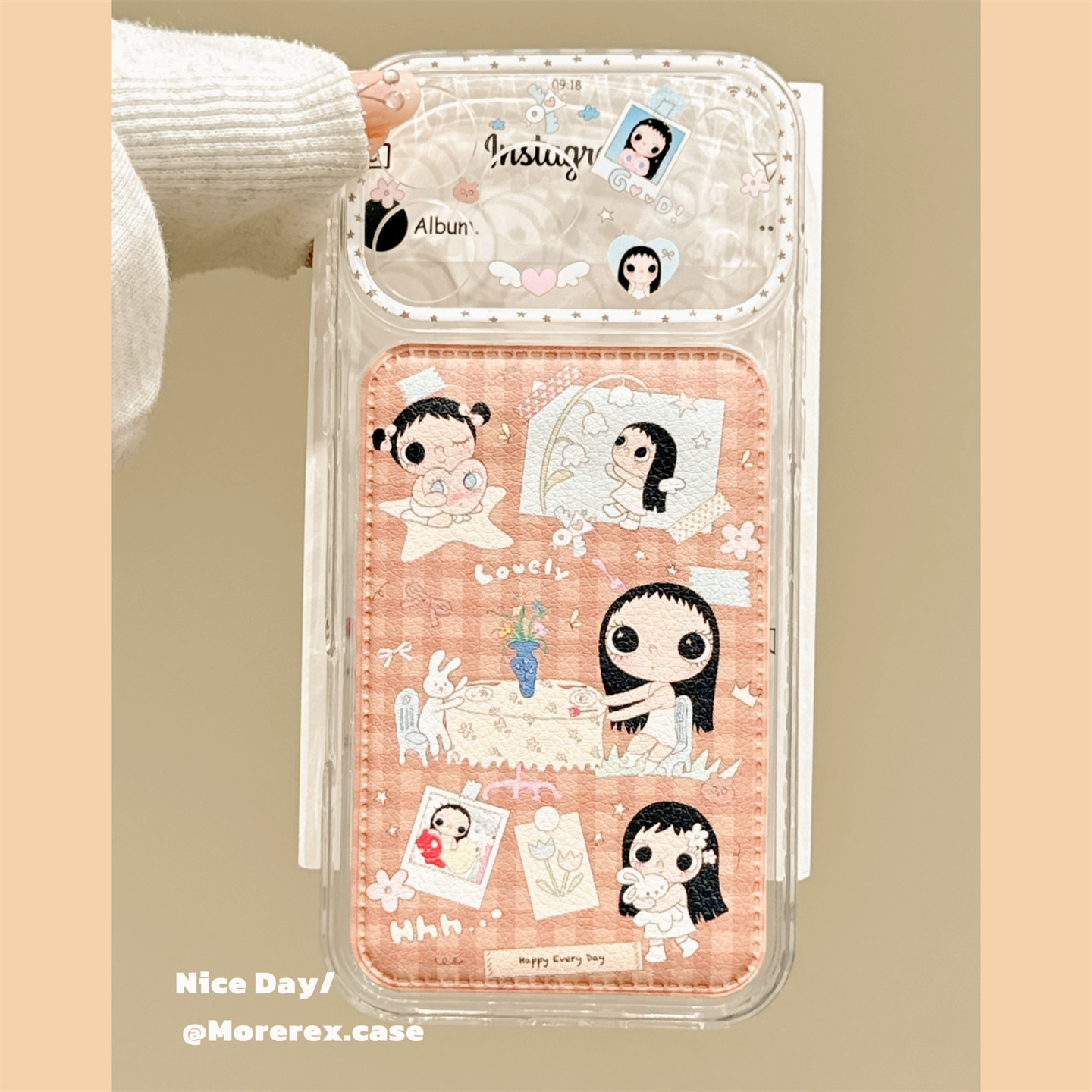MoreRex少女心棕格纹餐桌小玉适用苹果18手机壳日韩iphone17promax新款18pro皮质15防摔保护套14独特16超好看