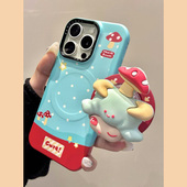14磁吸支架13防摔保护套16pro女款 MoreRex 小清新波点头顶蘑菇卡通男孩适用苹果15手机壳iphone17promax新款