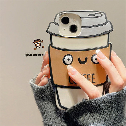 卡通可爱迷你咖啡适用苹果15promax手机壳趣味iphone16新款17创意11女款14promax硅胶13pro防摔手机套全包软