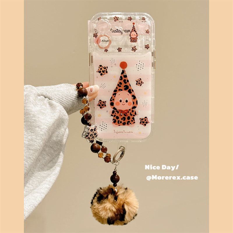 MoreRex 可爱五角星豹纹长帽星星小人适用苹果17手机壳iphone16promax新款15pro带挂绳14防摔保护套13/17女款