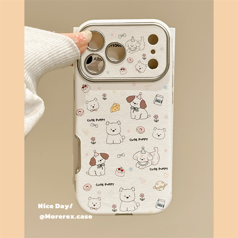 MoreRex卡通可爱萌系西高地狗狗适用苹果17手机壳iphone16promax新款17pro仿皮14防摔保护套13大视窗15女全包