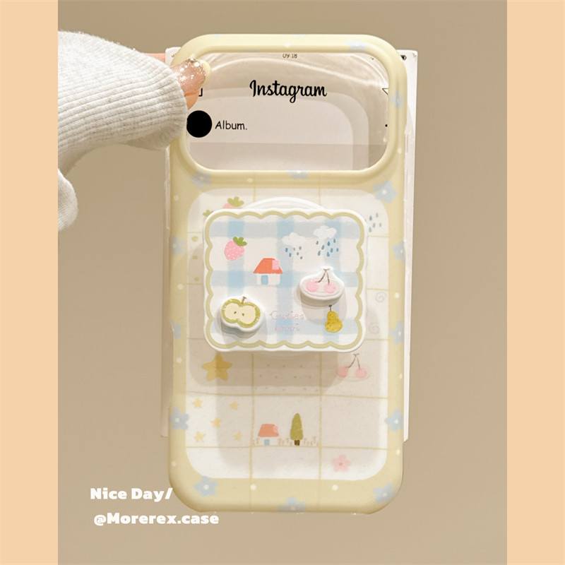 MoreRex ins田园风格纹水果支架适用苹果17手机壳iphone16promax新款17pro全包14防摔保护套13菲林15女款小众