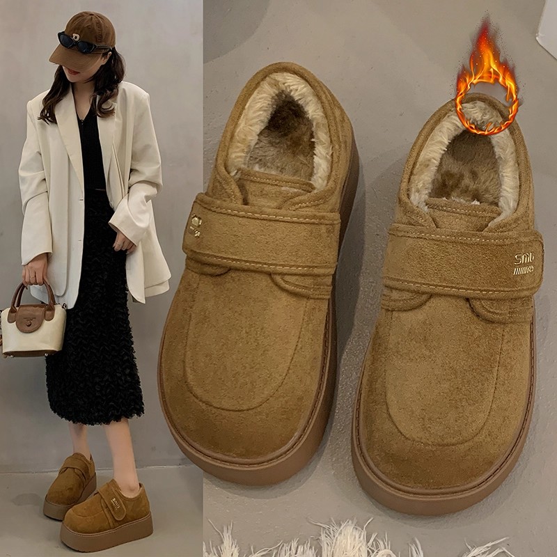 高级感松糕厚底加绒勃肯鞋女2025冬季新款休闲保暖百搭毛毛雪地靴