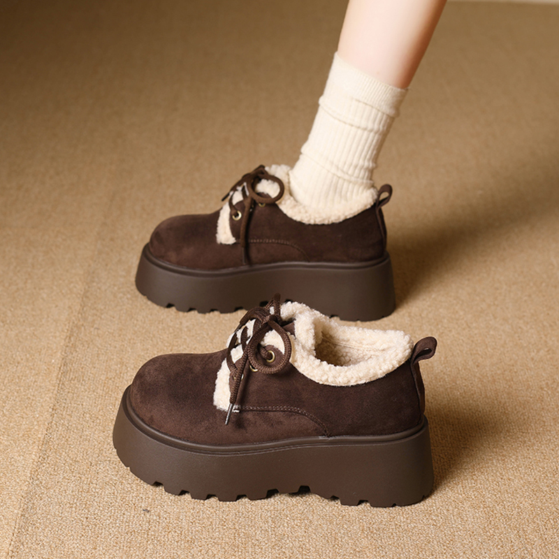 休闲轻便厚底增高勃肯鞋女冬季新款加绒加厚保暖棉鞋毛毛鞋雪地靴