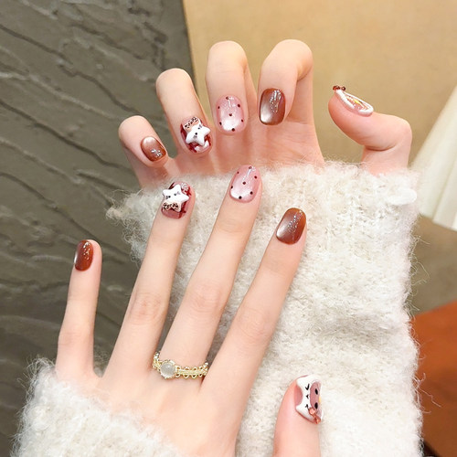 立体可爱戴帽kt纯手工穿戴甲成品