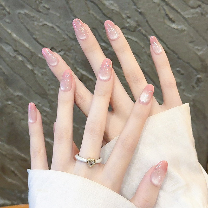 纯欲风渐变裸粉色手工穿戴甲中长款猫眼美甲贴片高级感显白假指甲,彩妆/香水/美妆工具,穿戴甲/甲片,淘宝优惠券,粉丝福利购,淘宝优惠卷