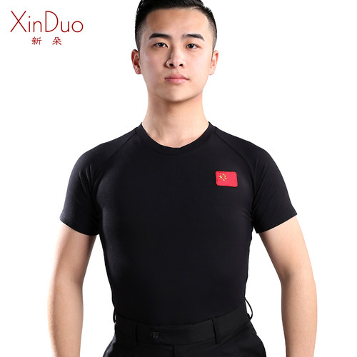 新朵拉丁舞上衣男国标舞摩登舞服