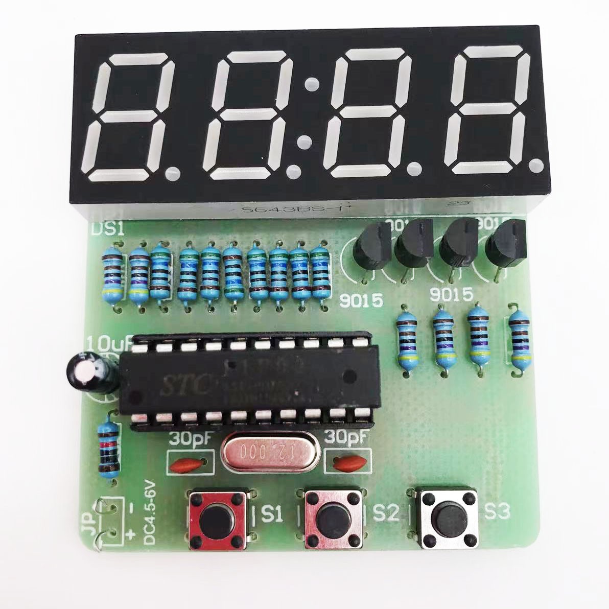 4位数字电子钟制作套件 51单片机四位数码管时钟 教学实训DIY散件