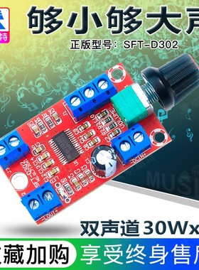 12V宽压迷你高保真双声道 D302 数字功放模块30Wx2板2.0