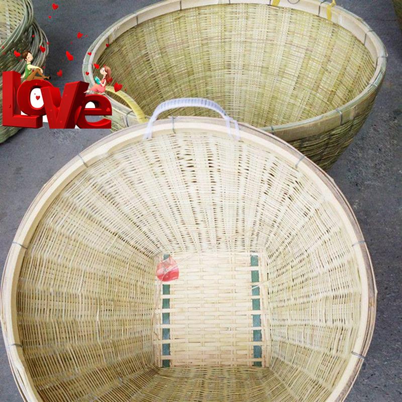 小圆家手工编织米筐米箩竹篮竹匡收纳筐篮洗菜筐米罗带把大4筐i.