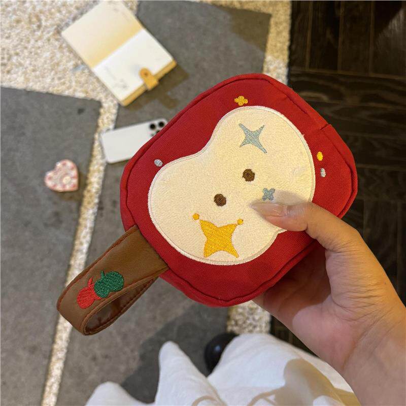 可爱红苹果刺绣收纳包女生大容量旅行便携卫生巾化妆品相机收纳包